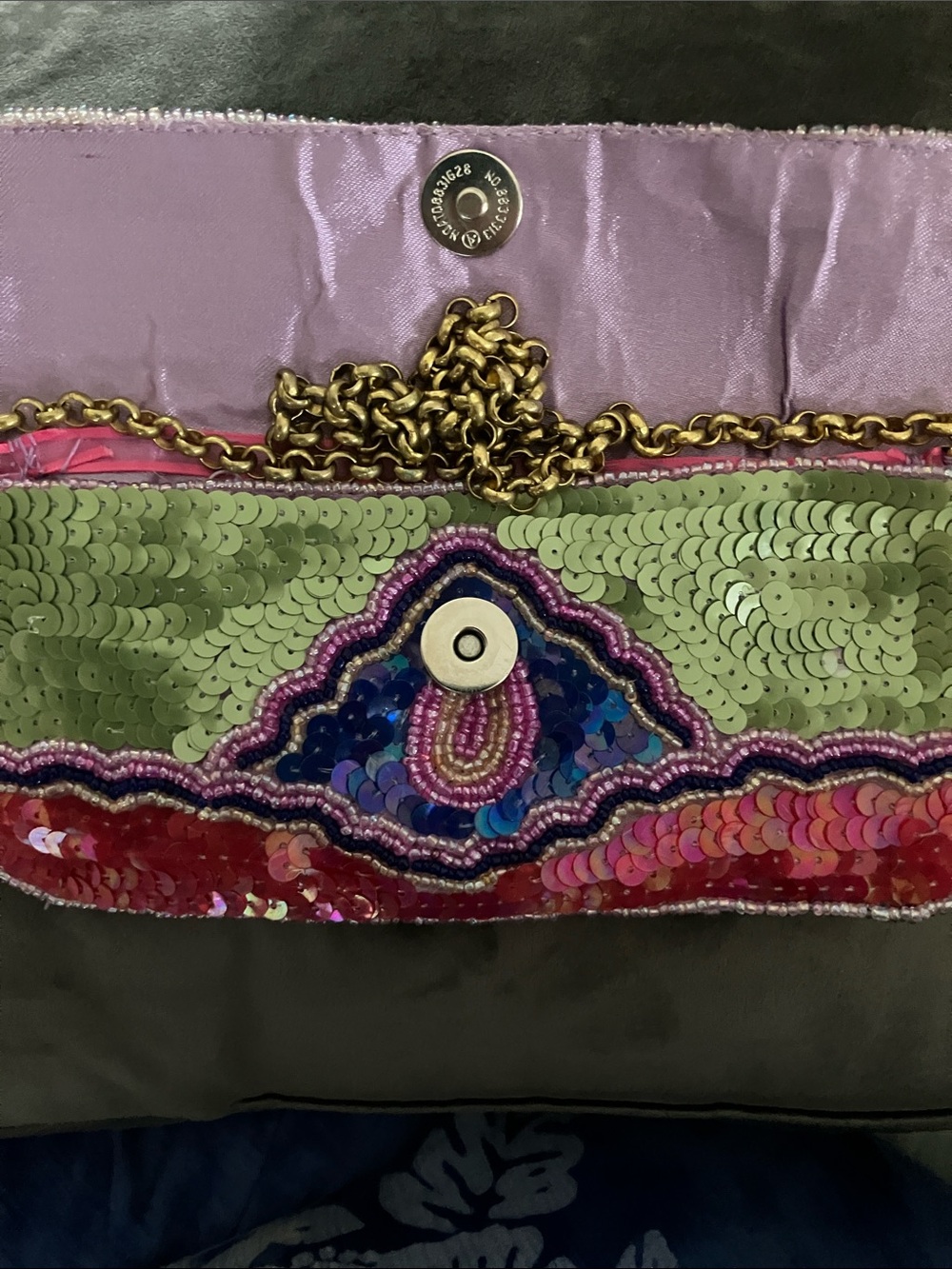 Twelve by Twelve Green, Pink & Blue Sequin Crossbody Bag